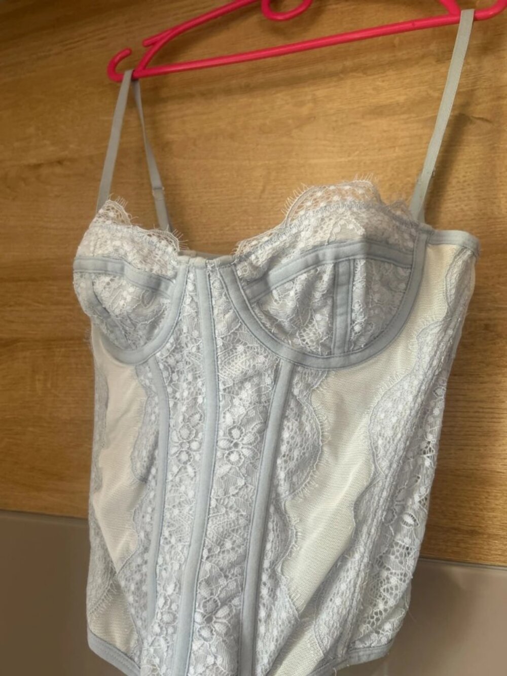 Light Blue Lace Corset Top S